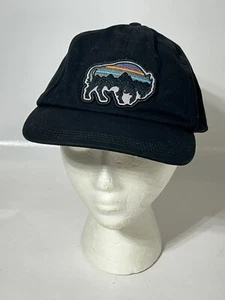 Patagonia Fitz Roy Bison Strapback Black Adjustable Netplus Hat Baseball Cap - Picture 1 of 6