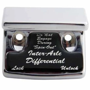 Chrome Axle Differential Switch Guard W/ Black Sticker For Freightliner & Intl - Picture 1 of 1