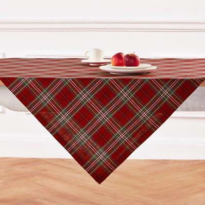 Solino Home 100% Pure Linen Table Throw for Fall - Classic Tartan Plaid - Image 1 of 4