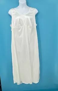 Vintage Slip Dress XL Satin Off White Maxi Romantic Lace Trim Y2K Feminine* - Picture 1 of 11