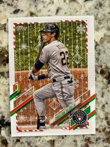 2021 TOPPS HOLIDAY EDITION METTALIC CARD MILWAUKEE BREWERS CHRISTIAN YELICH HW61 - Picture 1 of 1