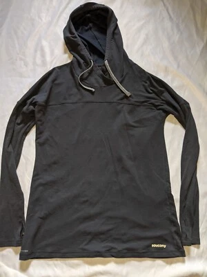 Sudadera con Capucha Saucony Gris Para Mujer Talla Mediana Prenda para Correr Agujeros Secos para los Pulgares Foto 1 de 4