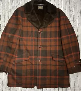 Vintage Sir Pendleton 60's Men's Virgin Wool Faux Fur Car Coat XL / 2XL (?) - Picture 1 of 8
