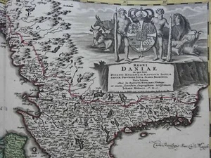 Denmark Jutland Schleswig-Holstein c 1735 Homann decorative fine large color map - Picture 1 of 4