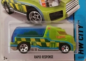 2014 HW #43 HW City-HW Rescue RAPID RESPONSE Green Variant w/Chrome 5 Spw L50 - Picture 1 of 2