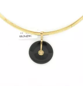 Ciondolo orientale in oro giallo massiccio 14 kt BUONA FORTUNA bellissimo onice nera #09 - Foto 1 di 1