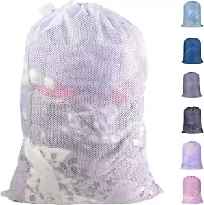 Large Breathable Mesh Laundry Bag with Drawstring Closure and ID Tag Premium - Picture 1 of 7