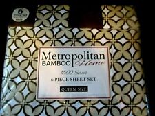 New Metropolitan Bambo Deep Pockets 6pc Brown Print Sheet Set Queen Size