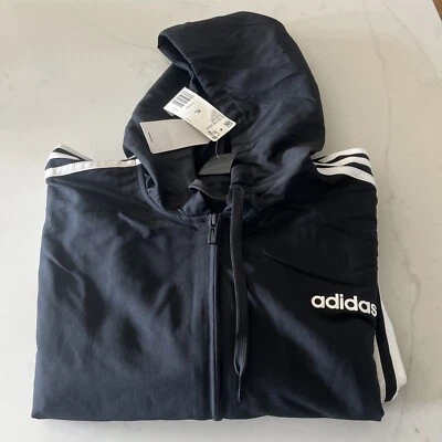 Chaqueta de pista Adidas de 3 rayas para hombre con capucha - negra/blanca XL NUEVA CON ETIQUETAS Foto 1 de 4