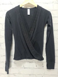 Ivivva 12 Girl's Black Long Sleeve Four Count Shrug Wrap Top Merino Wool,  c15 - Picture 1 of 9