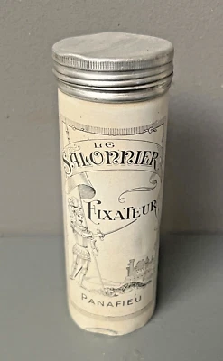 Rare ancienne boite en fer blanc Le salonnier Fixateur Panafieu coiffeur - Photo 1/4
