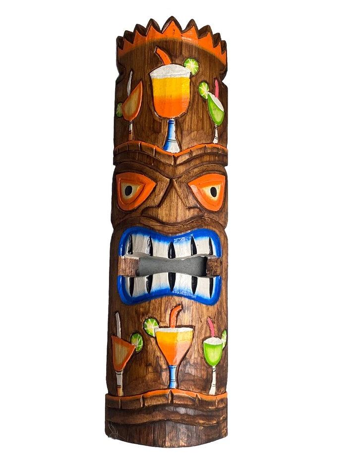 20” TIKI MASK WALL HANGER WOOD TIKI BAR HANGING WOOD ART - Image 1 of 1