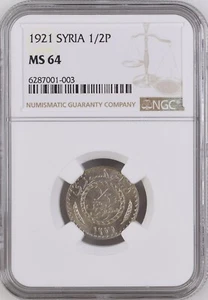 LEBANON - SY8RIE ,  1/2 PIASTRES 1921 - NGC MS 64 ( LG ) , RARE - Picture 1 of 2