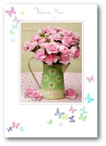 Chrysanthemum jug Floral THANK YOU card with Bible text - Ephesians 1:3 - EB8150 - Picture 1 of 1