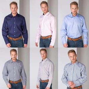 Rydale Oxford Cotton Shirt Plain Checked Country Long Sleeve Shirts 6 Colours - Picture 1 of 8