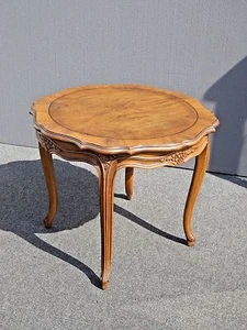 Vintage Karges Furniture French Provincial Round Carved Wood Side Table - Picture 1 of 13