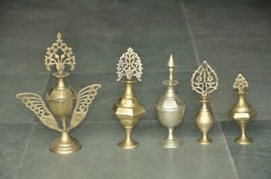 5 Pc Vintage Brass Different Cut Work Handcrafted Black Eye Powder Bottles - Picture 1 of 10