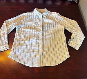 L.L.Bean Womens Striped Button-Down Shirt Medium cotton office shirt regular fit - Picture 1 of 7