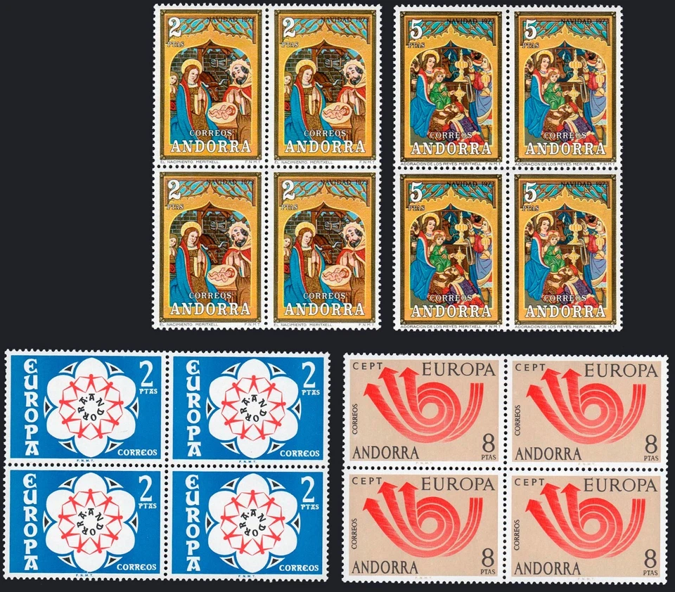Andorra Esp. - Edi ** 85/8 Bl. 4 - Año 1973 completo - 4 series en bloque de 4 - Imagen 1 de 1
