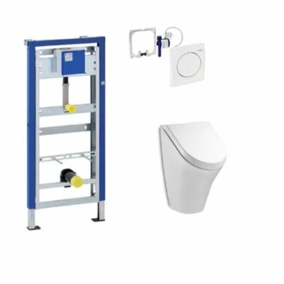Komplett Set Geberit Duofix m. Urinalsteuerung HyBasic u. Roca Urinal m. Deckel - Bild 1 von 4