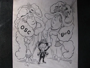 1910s MURRAY WADE lg Ink Drawing OREGON POLITICAL CARTOON-OSU vs U of O OAC - Picture 1 of 10