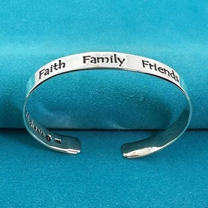 Faith Family Friends Spiritual Sterling Silver .925 Bracelet - Picture 1 of 7