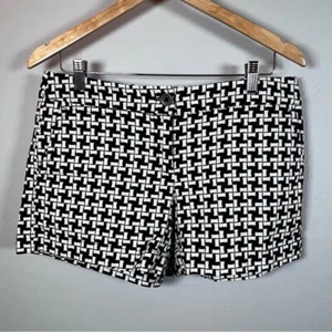 Ann Taylor Loft Women’s Houndstooth Print Chino Shorts Black & White Size 2 - Picture 1 of 5