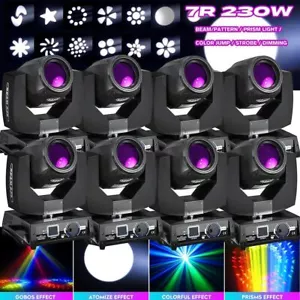 230W 7R Beam Bulb Gobo 8+16 Prism Moving Head DMX LED Stage Light Disco dj Party - Picture 1 of 32