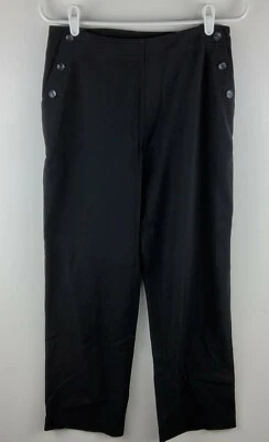 Брюки женские J Jill эластичные на боковых пуговицах шерстяная смесь черные размер 8 - Изображение 1 из 4