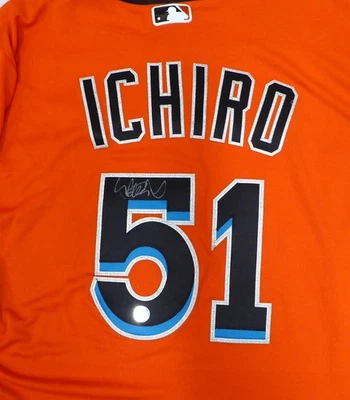 Miami Marlins Ichiro Suzuki Signed Orange Majestic Flex Base Jersey IS Holo - Image 1 of 4
