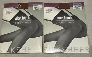 2 Pair Garter Stockings Sears Nice Touch Nylon Spandex Size D 5'6-6'3 to 200 lb - Picture 1 of 5