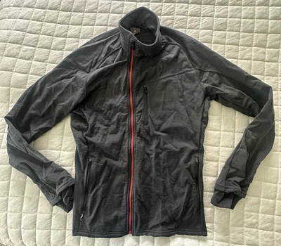 Jaqueta quebra-gelo masculina cinza média mistura de lã merino zíper completo ao ar livre Gorpcore - Imagem 1 de 4