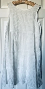 white summer tiered midi dress size XL - Picture 1 of 4