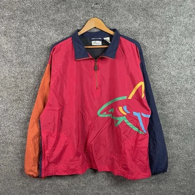 Винтажная мужская ветровка Reebok Greg Norman XL Colorblock 90-е цвет Shark Red - Изображение 1 из 4