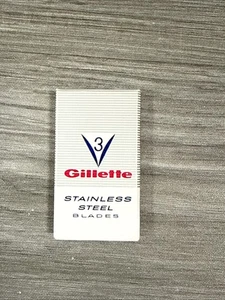 Vintage 1950s Old Gillette Stainless Steel Blades 3 count USA Made Rare - Picture 1 of 2