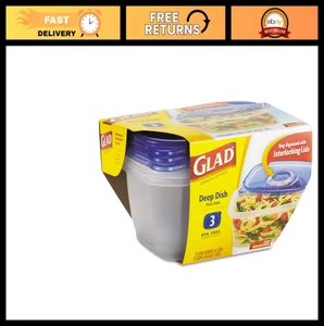 "8 Tassen Tiefe Schale Lebensmittel Aufbewahrung Behälter mit Deckel - 3er Pack, BPA-frei, Luftdicht" - Bild 1 von 2