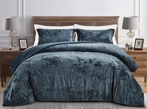 Chezmoi Collection Lux Distressed Velvet 3-Piece Lush Plush Velvet Comforter Set - Picture 1 of 19