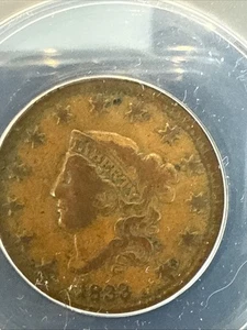1833 Large Cent Rotated Dies ANACS VF20  - Picture 1 of 4