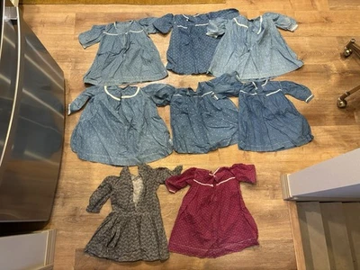 Lote De 8 Vestidos Antiguos Calico Niños Índigo Principios 1900 Algodón Índigo Pavo Rojo Foto 1 de 4
