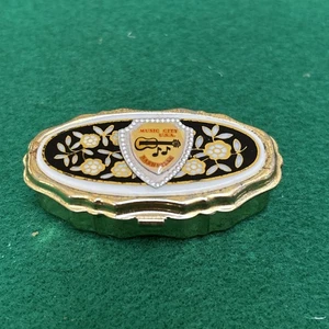 Vintage Nashville Music City Souvenir Gold Tone Travel Ashtray W/Snap Lid - Picture 1 of 8