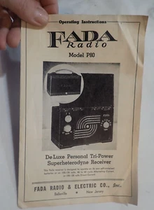 Antique FADA Tube Radio Model P80 Superheterdyne Receiver Instructions - Picture 1 of 3