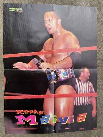 WWF Rocky Maivia - Goldberg - Two Sided Poster The Rock WWE WCW Cover