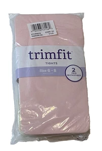 Trimfit Girl's 2-Pack Microfiber Tights, Pink/ Ivory, Size 6-8 - Picture 1 of 2