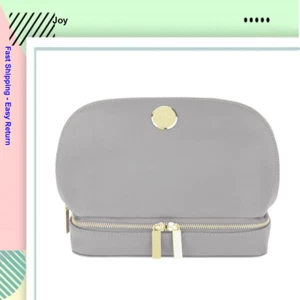 JOY Smart & Chic Genuine Leather Travel Case with Secret Section, Grey - Picture 1 of 1