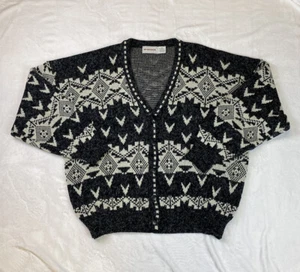 Vintage 80s Mcgregor Cardigan Black/White 4XL - Picture 1 of 7
