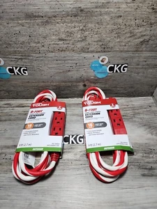 2 Hyper Tough 9-Foot Candy Cane Striped EXTENSION CORD-indoor/Outdoor Christmas - Picture 1 of 4