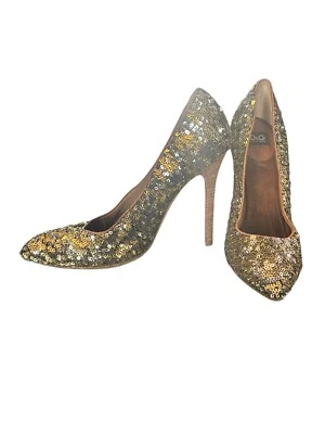 Zapatos de salón D&G by Dolce & Gabbana de lentejuelas con tacón de 4,5 pulgadas talla 39 hechos en Italia Foto 1 de 4