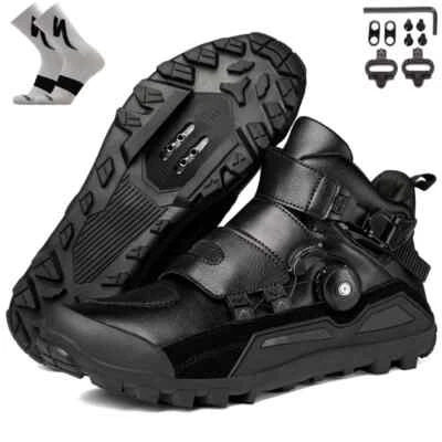 Men's Hiking Boots Cycling Shoes High-Top MTB Gravel Road Bicycle Sneakers - Image 1 of 4