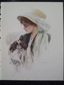 Took My Fido Cavalier King Charles Spaniel Harrison Fisher Victorian Women 1909 - Picture 1 of 1