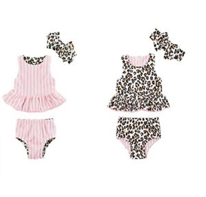 Mud Pie E2 Girl Leopard Reversible Swimsuit & Headband 11020089 - Choose Size